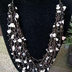 ARTISANAL HANDCRAFTED NECKLACE  PINK QUARTZ CHIPS